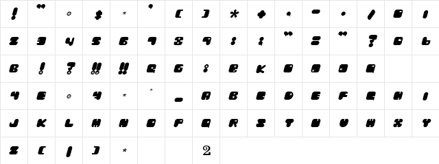 Lovedoll Salon Mono Oblique Regular  glyph index