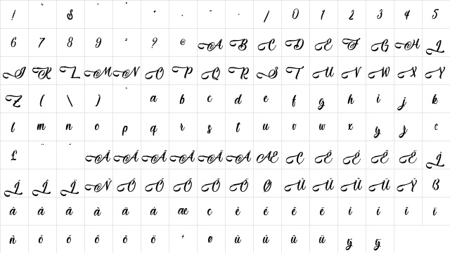 Seaside Wave - Personal Use Regular  glyph index