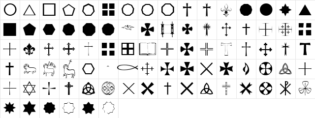 LittleGidding Plain  glyph index