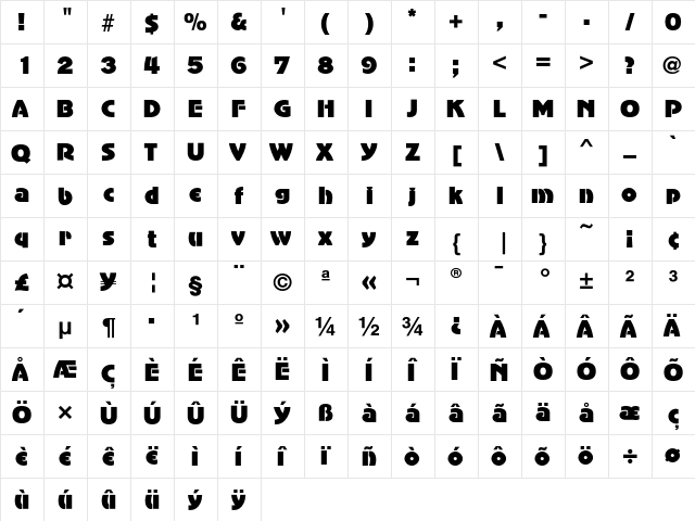 Advertisers Bld  glyph index