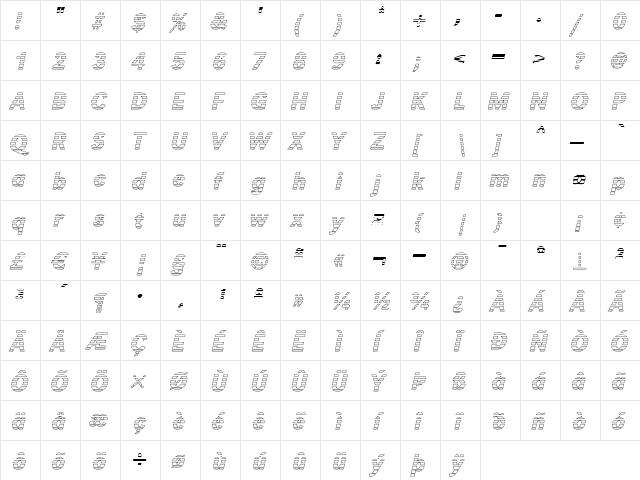 TomBeckerGradoC-Medium Italic  glyph index