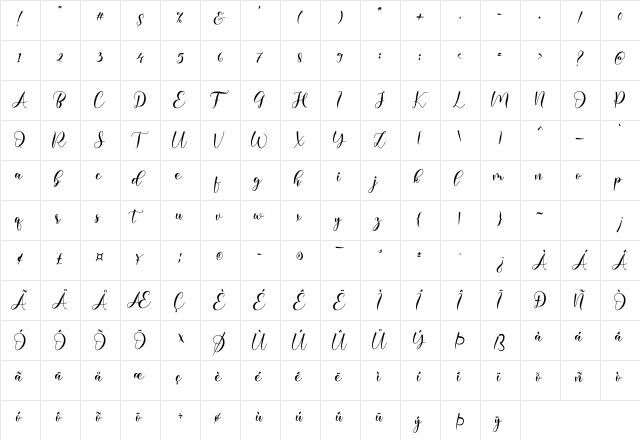 Marlowe Regular  glyph index