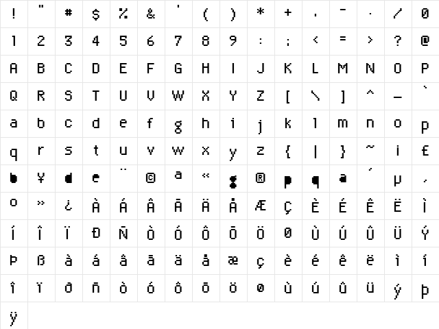 Algol Regular  glyph index