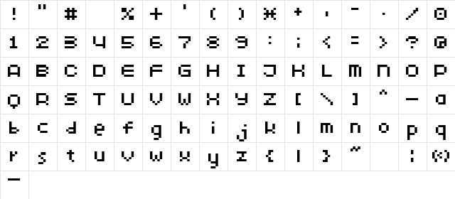 7px4bus Regular  glyph index