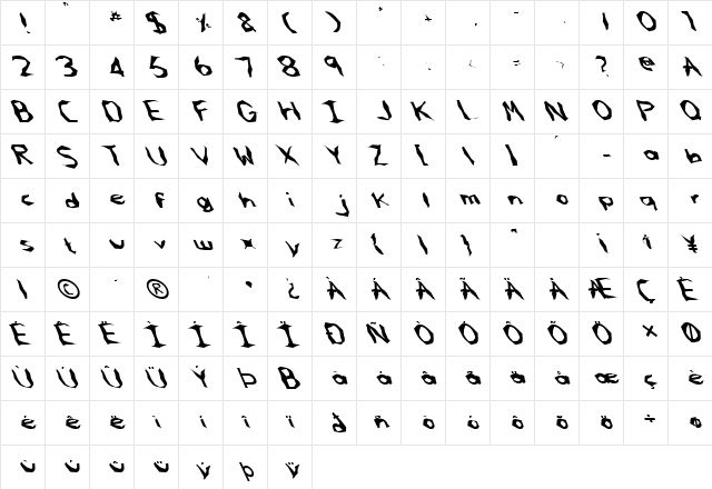 FZ WACKY 61 LEFTY Normal  glyph index