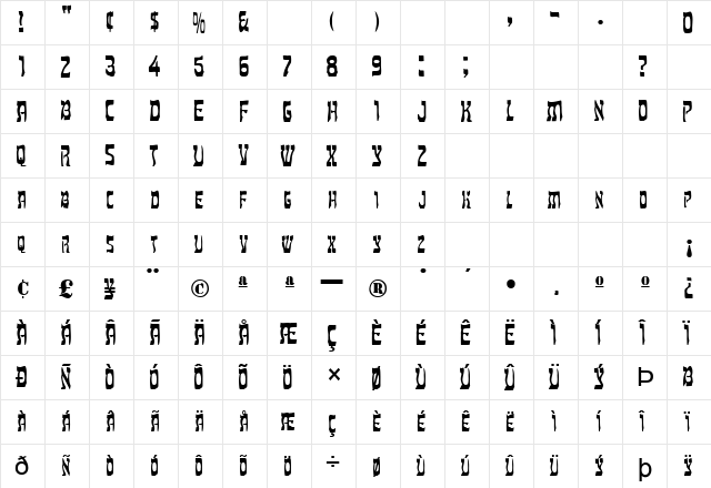 FZ UNIQUE 27 Normal  glyph index