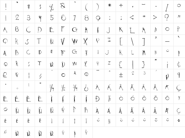 Dec Medium  glyph index
