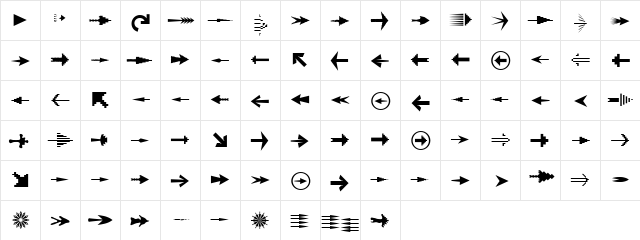 Fleches Medium  glyph index