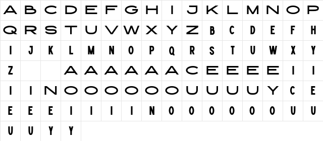 High Cruiser PERSONAL USE ONLY  glyph index