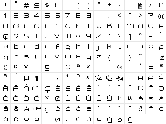 Planetium-X Regular Demo Regular  glyph index
