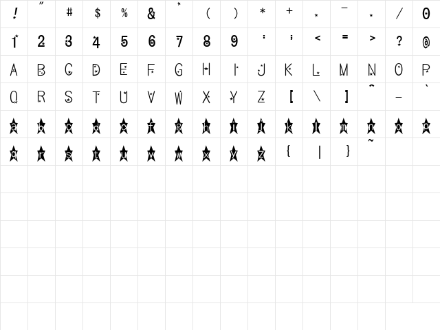 bm kirakira Regular  glyph index