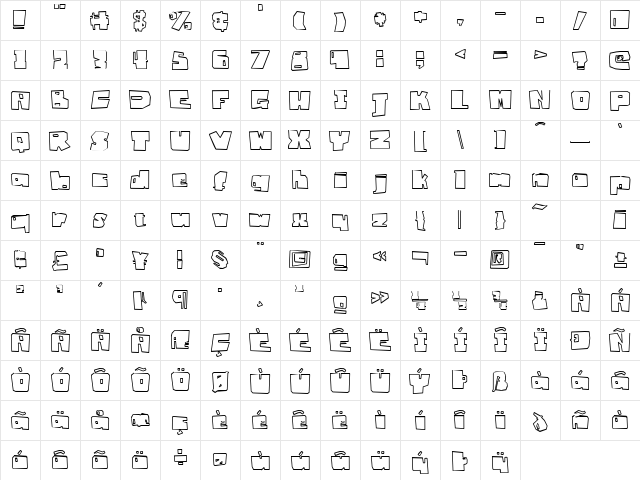 Badger Fatboy Outline Regular  glyph index