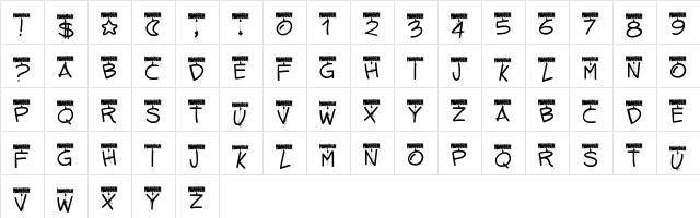 PWTinselLetters Medium  glyph index