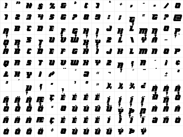 Thunder Titan Semi-Straight Regular  glyph index