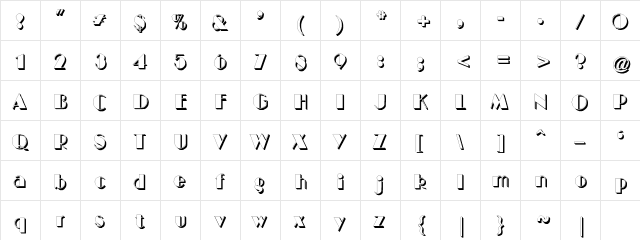 BIGCSHAD-Normal Regular  glyph index
