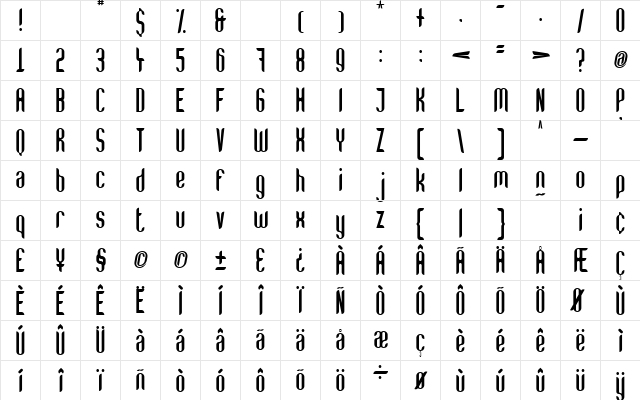 Lo-Fi Medium  glyph index
