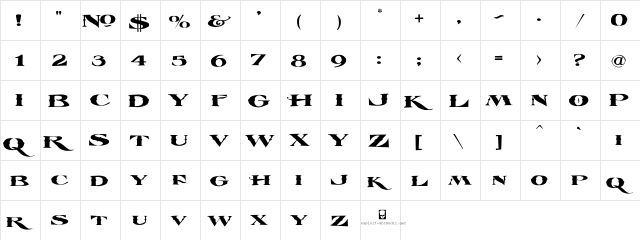 LHF Esoteric 3 Spurs Regular  glyph index