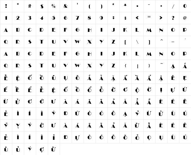 VI Bong Nuoc Hoa Normal  glyph index