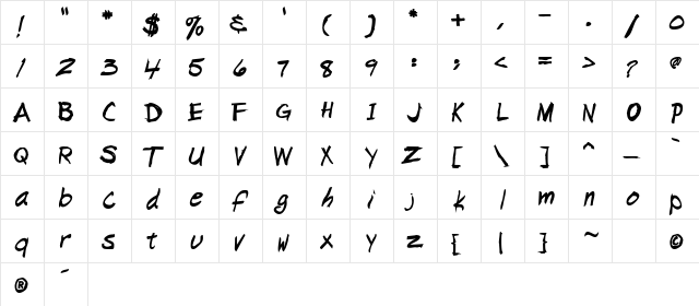 NapkinScriptSSi Bold  glyph index