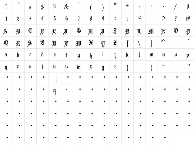 QTLinoscroll Regular  glyph index