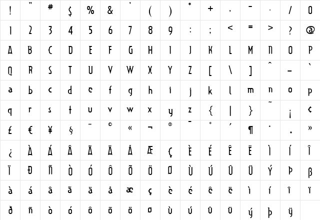 Typographiction10R Medium  glyph index