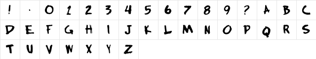 HillWilliam Regular  glyph index
