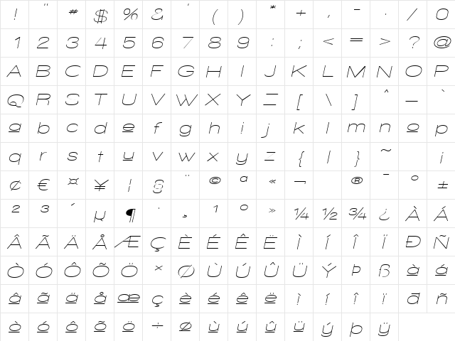 Walkway Upper Oblique Expand Regular  glyph index
