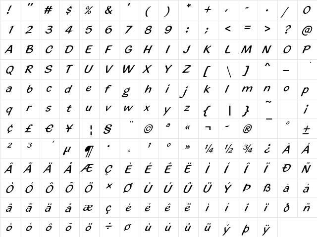 Headlight Regular  glyph index