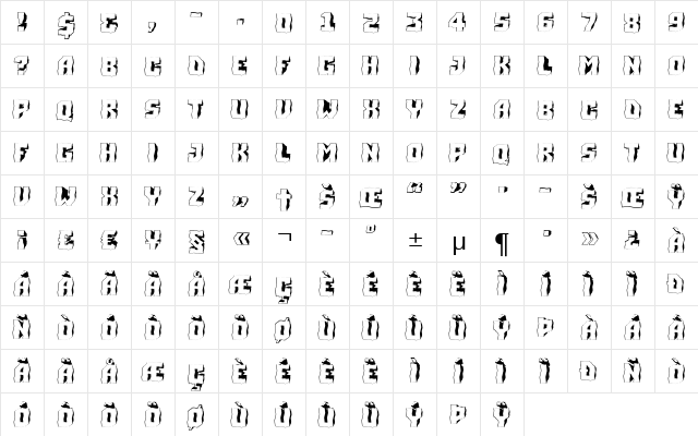 a_Simpler3DBrk Regular  glyph index