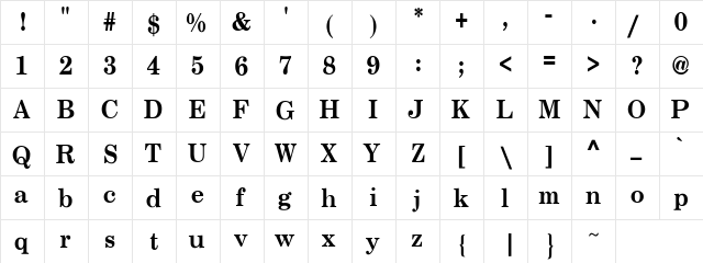 NewCenturySch 5 Regular  glyph index