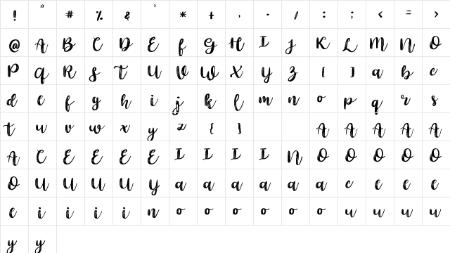 Love Purple Regular  glyph index