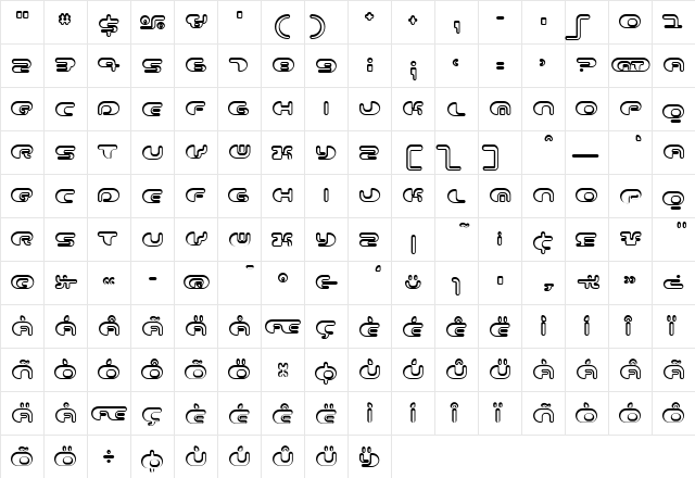 Contour Regular  glyph index