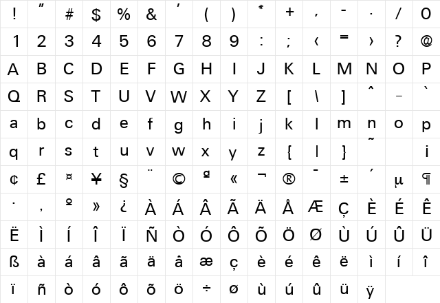 Ultimate-Serial Regular  glyph index