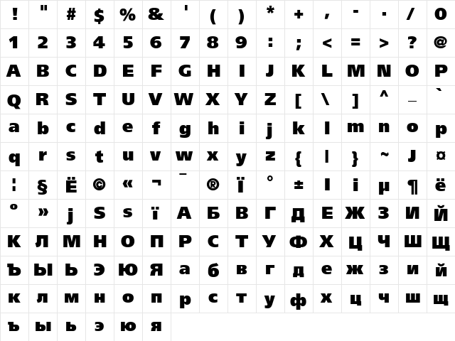 AG ForeignerULB-Plain Medium  glyph index