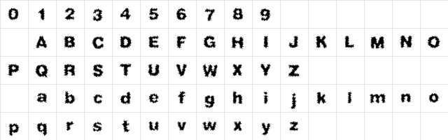 Pinch Regular  glyph index