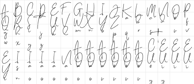 Naturally Regular  glyph index