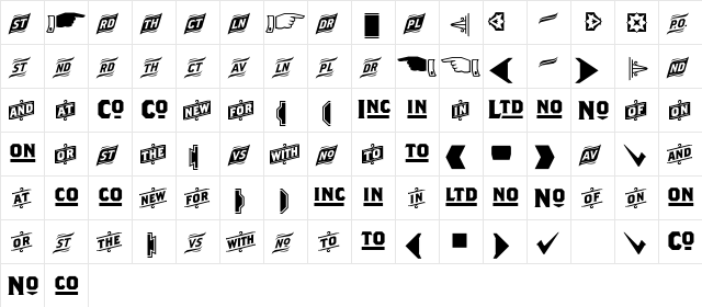 BrothersWordLogos Roman  glyph index