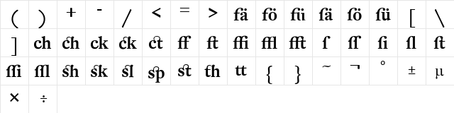 DTL Fleischmann Regular  glyph index