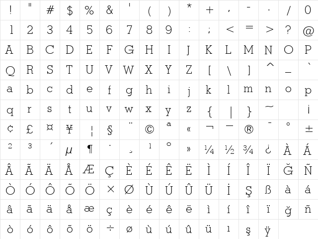 00718 Regular  glyph index