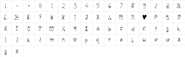 Velove Regular  glyph index