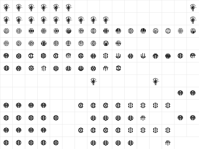 MONOGRAMOS Regular  glyph index