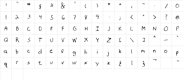 Mooner Regular  glyph index