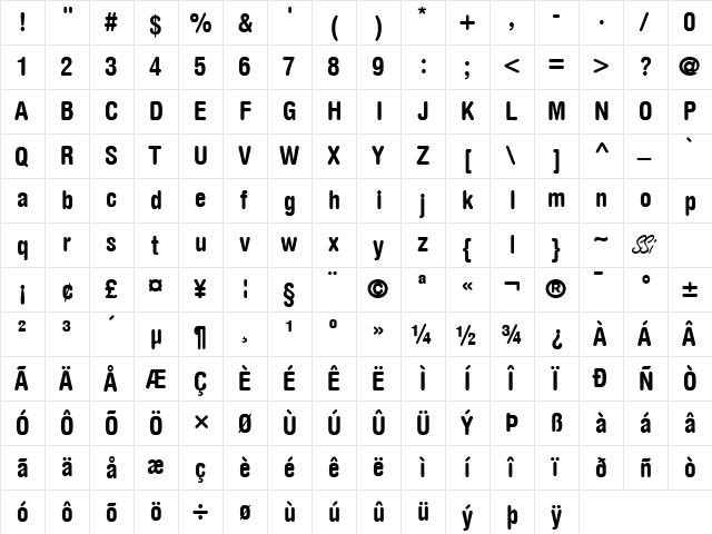 Context Rounded Condensed SSi Bold Condensed  glyph index