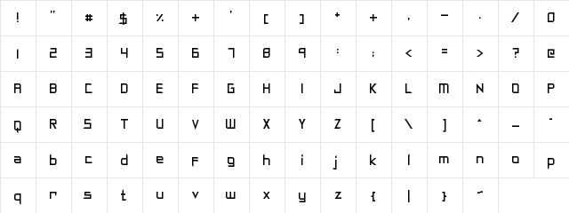 Synthetic Sharps Regular  glyph index