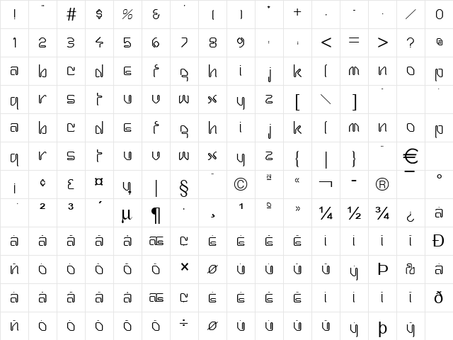 Hanger Normal  glyph index