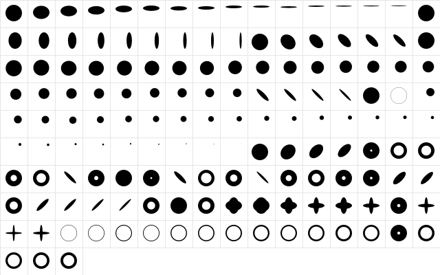 Freeform Five  glyph index