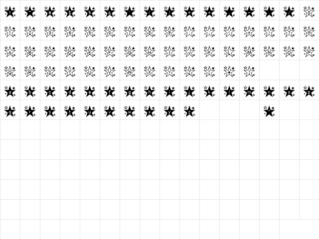 star_font Regular  glyph index