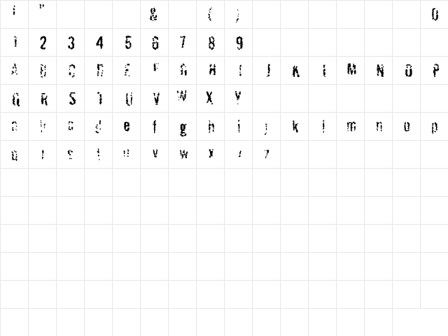 Pixel Shift Regular  glyph index
