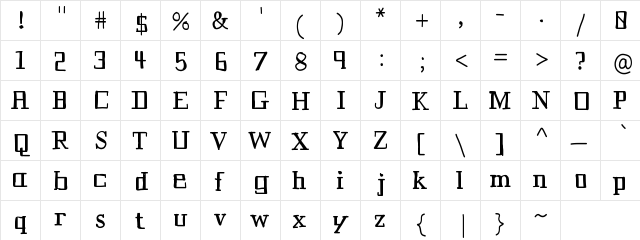 HistorianBold Bold  glyph index