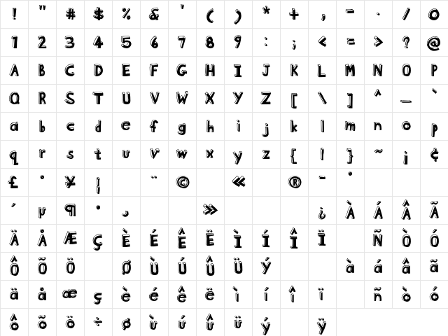 BlockheadFace-Black Black  glyph index
